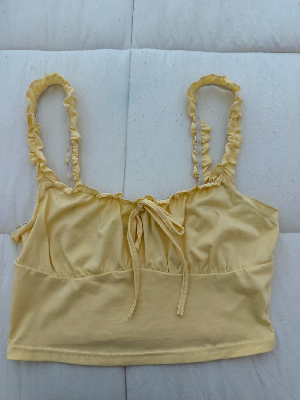 Yellow Ruffled Strap Crop Top
